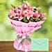 Pink Flowers Bouquet With Greeting Card