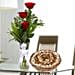 Red Roses Vase Arrangement and Dry Fruits Combo