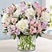 Pink N White Flowers in Vase and Toblerone Chocolates