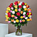 Bunch of 100 Mixed Roses In Glass Vase