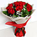 12 Red Roses Bouquet with Brown Teddy