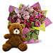 Mixed Flower Arrangement and Teddy Combo