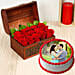 Roses Treasure Box & Chocolate Cake- 2 Kg