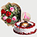 Beautiful Roses Bouquet & Red Velvet Cake
