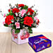 Valentines Flower Vase with Dairy Milk Fruit n Nut