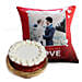 Love Anniversary Cushion with Red Velvet Cake
