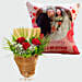 Personalised Cushion and Red Roses