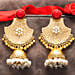 Gold Plated Red Stones Dome Jhumkas