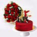 Romantic Bunch Of Roses & Red Velvet Cake