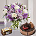 Purple White Flowers Vase Chocolaty Combo