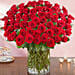 Ravishing 100 Red Roses In Glass Vase