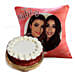 Happy Birthday Cushion with Red Velvet Cake