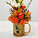 Personalised Anniversary Mug with Orange Rose Flower Arrangement