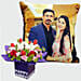 Anniversary Flowers and Personalised Cushion