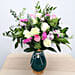 Roses N Carnations in Glass Vase