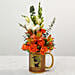 Personalised Anniversary Mug with Orange Rose Flower Arrangement