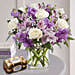Purple White Flowers Vase & Chocolates