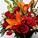 Asiatic Lilies and Roses In Vase