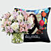Personalised Cushion and Flowers Arrangement