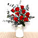 Red Roses in Ceramic Vase and Toblerone Chocolates