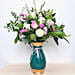 Roses N Carnations in Glass Vase