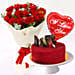Bunch Of Red Roses & Red Velvet Cake Love