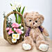 Coffee Brown Teddy N Flower Basket