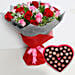 Pink and Red Roses Bouquet with Heartshape Chocolates