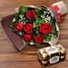 Romantic Red Roses Bouquet with 16 Pcs Ferrero