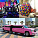 Royal Pink Limousine Balloon Decor Flowers and Cake