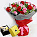 20 Pink Red Roses Bunch& Chocolates Combo