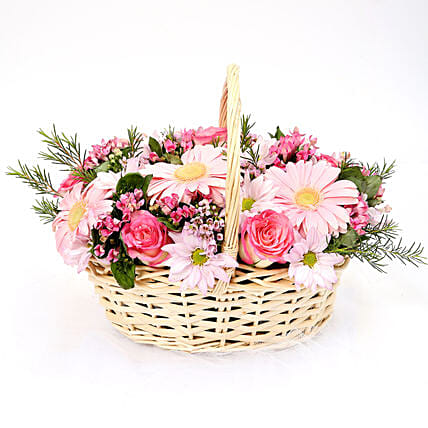 Mixed Basket Of Chrysanthemums and Roses SG: Flower Delivery Singapore